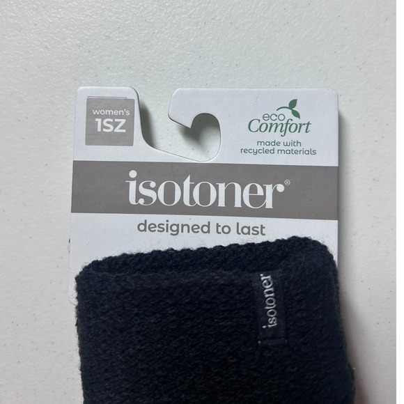 Isotoner Womens Black Knit Gloves One Size Eco Comfort NEW - Picture 5 of 7
